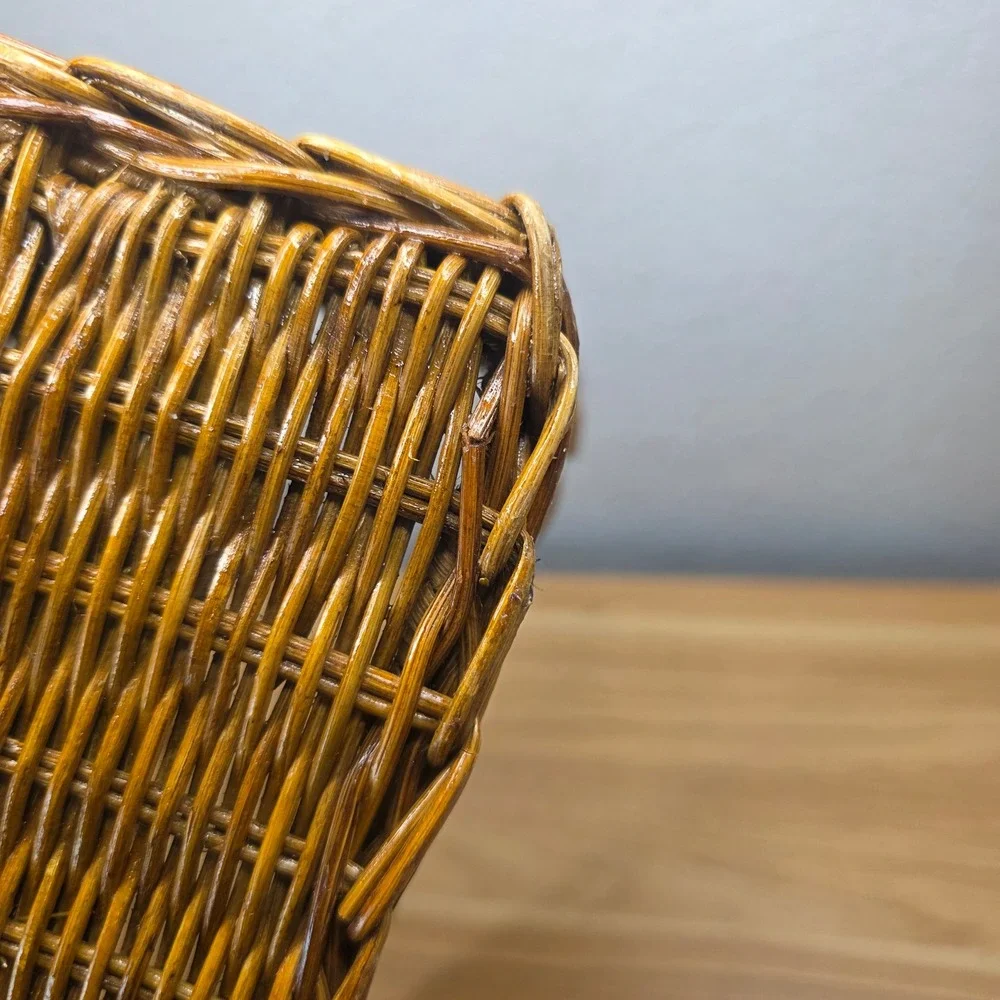 Vintage Wicker Rattan Desk Top Organizer File Letter Holder Storage Basket